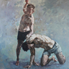 Victoria Stusiak: Two Men Fighting (Blue)
