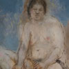 Amy Huestis: Nude with a blue background