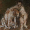 Amy Huestis:  Child with a Red and White Dog